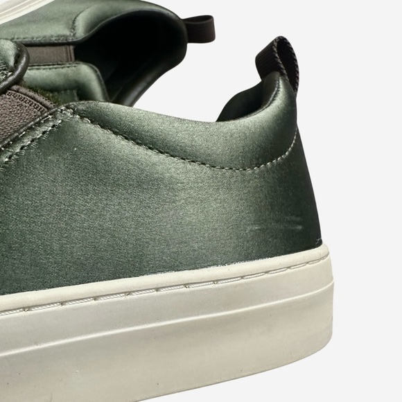 TORY BURCH GREEN DAPHNE POM POM SATIN PLATFORM SNEAKERS SIZE 7 - Picture 11 of 11